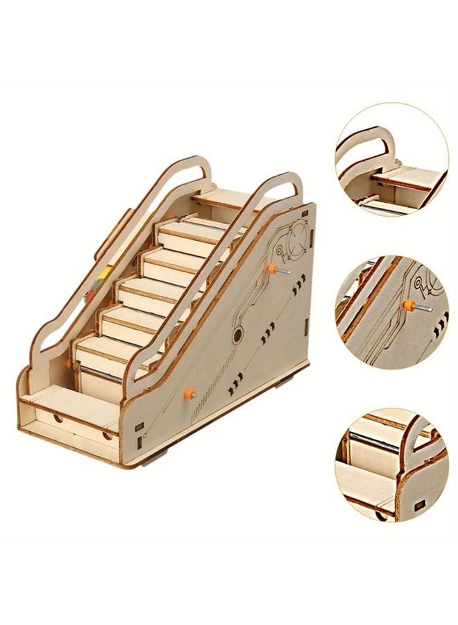 Wooden DIY Mini Escalator Model STEM Educational Interactive Toy for Teens - Image 3